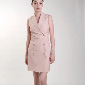 NWT! Theory Petal Pink Traceable Wool Sleeveless Blazer Dress - Size 10 / 12